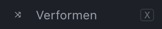 Werkzeugknopf mit den gekreuzten Pfeilen für Verformen.