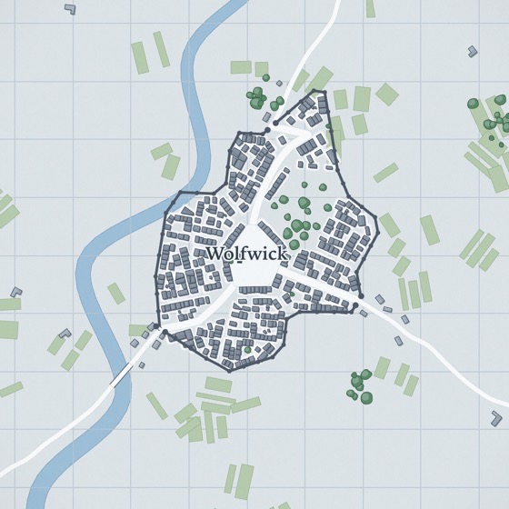 Stadtkarte in kühlem Blaugrau.